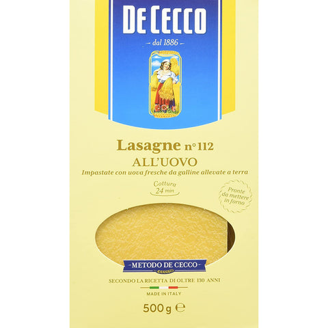 De Cecco Pasta 100% Lasagne all'uovo n. 112 Nudeln mit ei 12x500g Original italienisch
