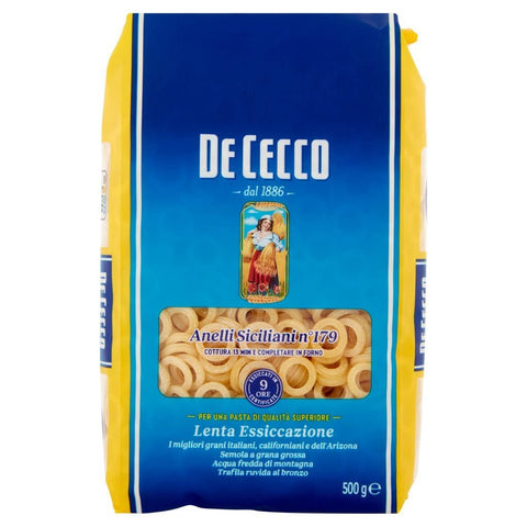 De Cecco Internationale Nudeln 24x Pasta De Cecco 100% Italienisch Anelli Siciliani n. 179 Nudeln 500g + Italian Gourmet Polpa 400g 8001250121790