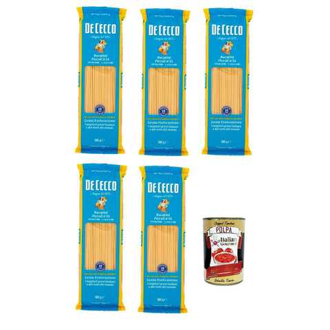 De Cecco bucatini piccoli N°14 100% Italienisch Pasta Nudeln 5x500 g italienisch Original + kostenlos Polpa 400 g