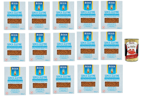 De Cecco Internationale Nudeln De Cecco Ditali Piccoli Rigati senza Glutine No. 23, Glutenfrei,100% Italienisch Pasta Nudeln gluten free 15x 400G + Italian Gourmet polpa 400g 8001250014160