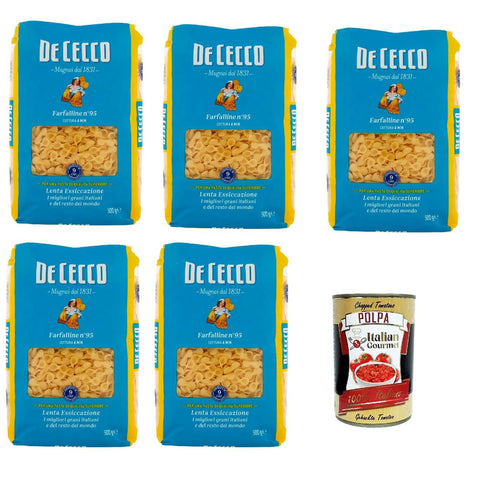De Cecco Farfalline N°95 100% Italienisch Pasta Nudeln 5x500 g italienisch Original + kostenlos Polpa 400 g