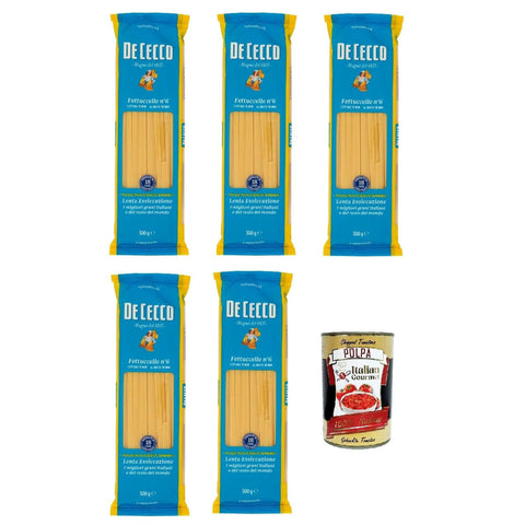 De Cecco Fettuccelle N°6 100% Italienisch Pasta Nudeln 5x500 g italienisch Original + kostenlos Polpa 400 g