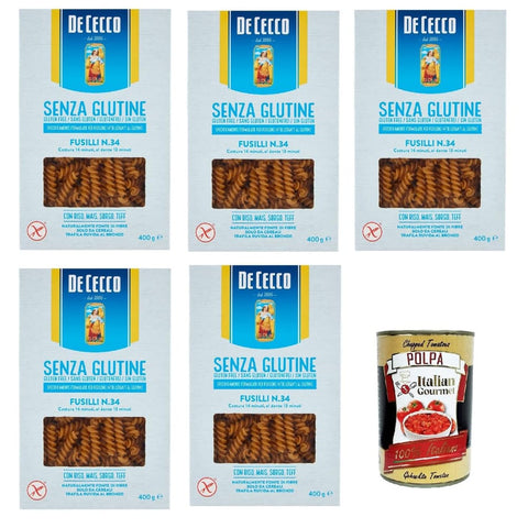 De Cecco Internationale Nudeln De Cecco Fusillii senza Glutine No.34 Glutenfrei 100% Pasta Nudeln gluten free 5x 400G italienisch Original 8001250014146