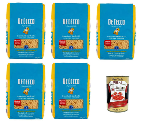 De Cecco Internationale Nudeln De Cecco Gnocchetti Sardi N°83, 100% Italienisch Pasta Nudeln 5x 500g + Italian Gourmet Polpa 400g 8001250120830