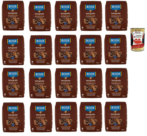 De Cecco Internationale Nudeln De Cecco Integrale Mezzi Rigatoni N° 26, Pasta integrale, Vollkornnudeln, 20x 500g + Italian Gourmet polpa 400g 8001250006271