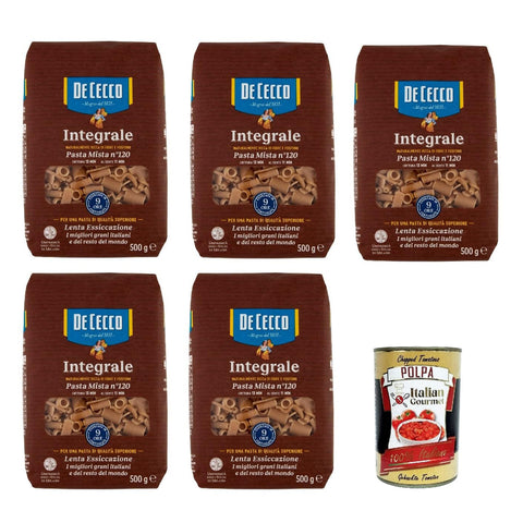 De Cecco Integrale Pasta Mista N° 120, Pasta integrale, Vollkornnudeln, 5x 500 g Internationale Nudeln italienisch Original