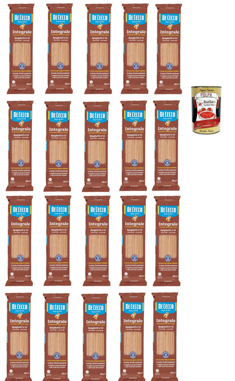 De Cecco Internationale Nudeln De Cecco Integrale Spaghetti N° 12, Pasta integrale, Vollkornnudeln, 20x 500g + Italian Gourmet polpa 400g 8001250310125