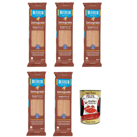 De Cecco Integrale Spaghetti N° 12, Pasta integrale, Vollkornnudeln, 5x 500 g Internationale Nudeln italienisch Original