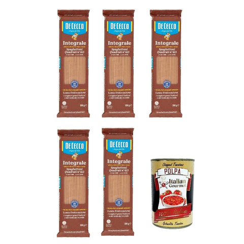 De Cecco Internationale Nudeln De Cecco Integrale Spaghettoni quadrati N° 413, Pasta integrale, Vollkornnudeln, 5x 500 g Internationale Nudeln italienisch Original 8032804040014