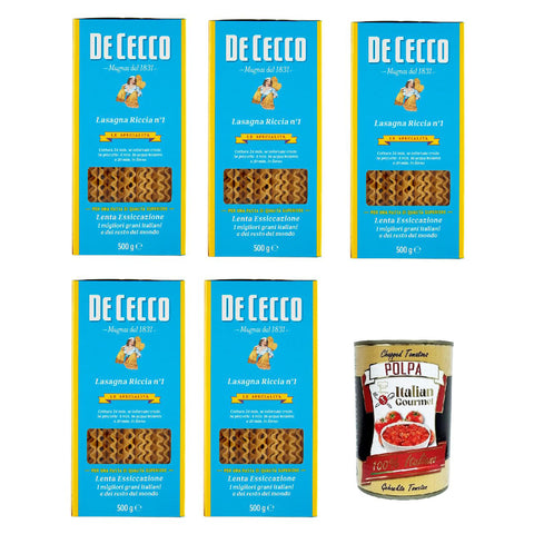 De Cecco Le Specialità Lasagna Riccia N°1, 100% Pasta Nudeln 5x500g Original italienisch