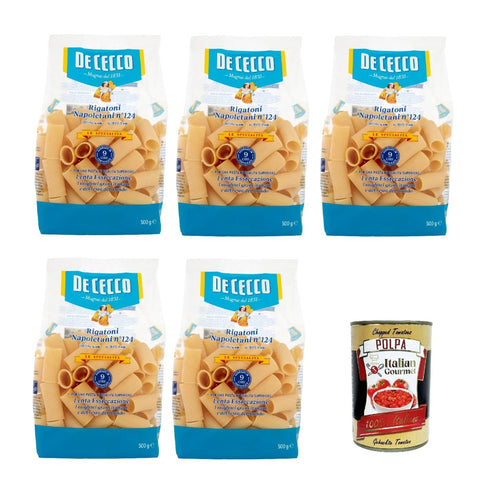De Cecco Le Specialità Rigatoni Napoletani N°124, 100% Pasta Nudeln 5x500g Original italienisch
