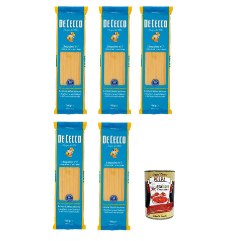 De Cecco Linguine n. 7 100% Italienisch Pasta Nudeln 5x500 g italienisch Original + kostenlos Polpa 400 g