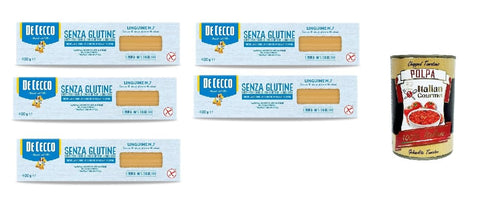 De Cecco Internationale Nudeln De Cecco Linguine senza Glutine No.7, Glutenfrei,100% Italienisch Pasta Nudeln gluten free 5x 400G + Italian Gourmet polpa 400g 8001250014092