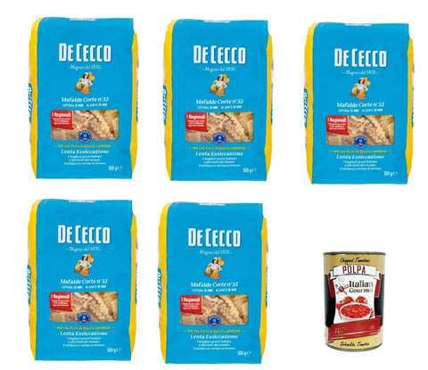 De Cecco Internationale Nudeln De Cecco Mafaldine corte N°32 100% Italienisch Pasta Nudeln 5x 500g + Italian Gourmet Polpa 400g 8001250017833