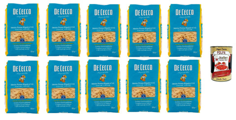 De Cecco Internationale Nudeln De Cecco Mezze Penne rigate N°141 100% Italienisch Pasta Nudeln 10x 500g + Italian Gourmet Polpa 400g 8001250121417