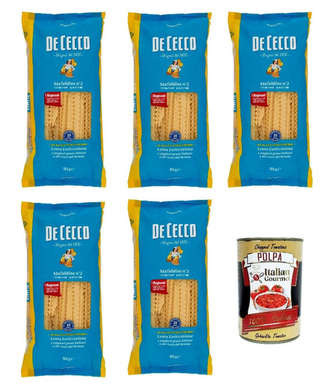 De Cecco Internationale Nudeln De Cecco Pasta Mafaldine n. 2 100% Italienisch Nudeln 5x 500g + Italian Gourmet Polpa 400g 8001250120021