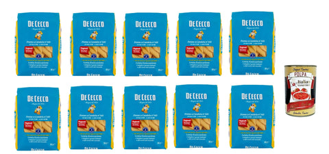 De Cecco Internationale Nudeln De Cecco Penne a Candela N°340, 100% Italienisch Pasta Nudeln 10x 500g + Italian Gourmet Polpa 400g 8001250123404