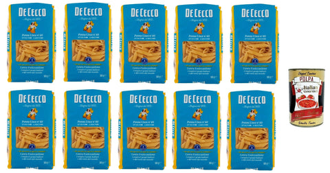 De Cecco Internationale Nudeln De Cecco Penne lisce N°40, 100% Italienisch Pasta Nudeln 10x 500g + Italian Gourmet Polpa 400g 8001250120403