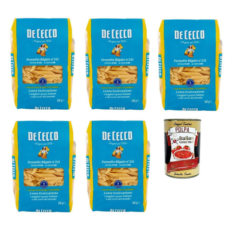 De Cecco Internationale Nudeln De Cecco Pennette Rigate N°241 100% Italienisch Pasta Nudeln 5x 500g Original italienisch inkl. Italian Gourmet Polpa 400g 8001250122414