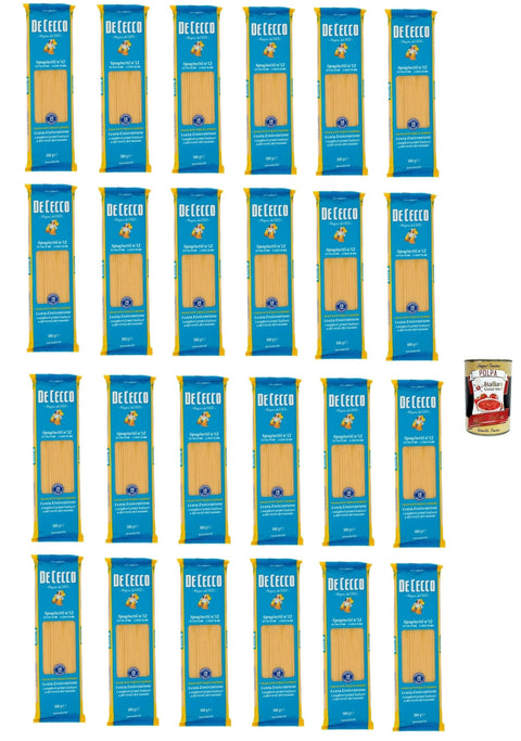 De Cecco Internationale Nudeln De Cecco Spaghetti N°12 100% Italienisch Pasta Nudeln 24x 500g + Italian Gourmet Polpa 400g 8001250120120