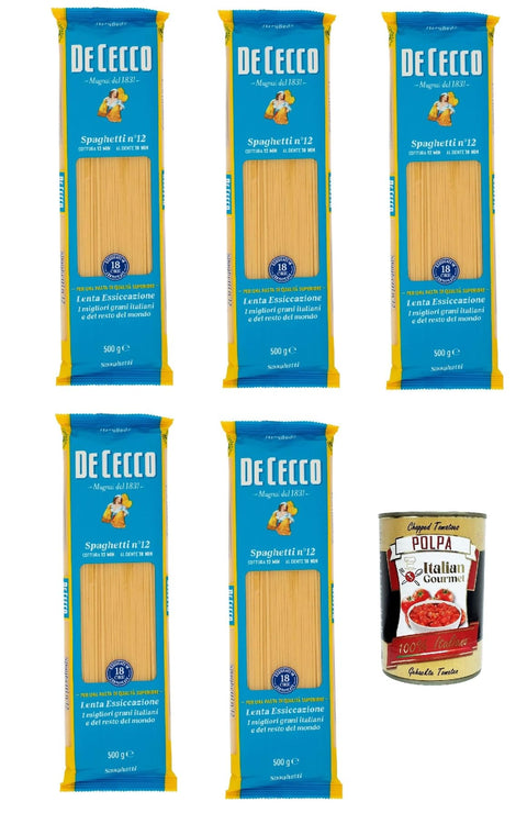 De Cecco Internationale Nudeln De Cecco Spaghetti N°5 100% Italienisch Pasta Nudeln 5x 500g + Italian Gourmet Polpa 400g 8001250120120