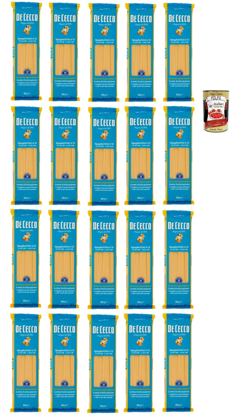 De Cecco Internationale Nudeln De Cecco Spaghettini N°11 100% Italienisch Pasta Nudeln 20x 500g + Italian Gourmet Polpa 400g 8001250120113