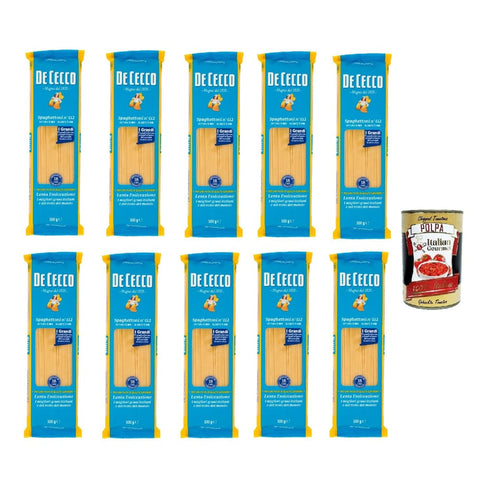 De Cecco Internationale Nudeln De Cecco Spaghettoni N°412, 100% Italienisch Pasta Nudeln 10x 500g Original italienisch inkl. Italian Gourmet Polpa 400g 8001250124128