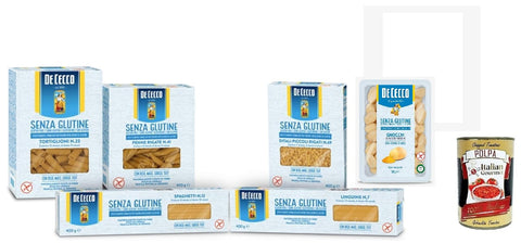 De Cecco Internationale Nudeln De Cecco Testpaket senza Glutine, Glutenfrei,100% Italienisch Pasta Nudeln gluten free 6x 400G + Italian Gourmet polpa 400g 8001250014177