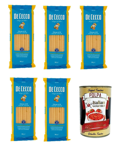 De Cecco Internationale Nudeln De Cecco Zitone N°19 100% Italienisch Pasta Nudeln 5x 500g + Italian Gourmet Polpa 400g 8001250120199