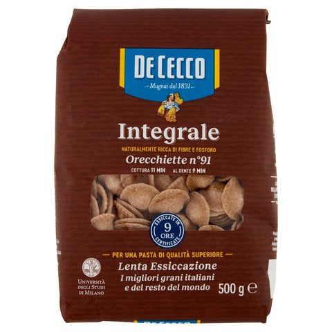 De Cecco Internationale Nudeln Pasta De Cecco Orecchiette integrali 91 Vollkorn italienisch Nudeln 500 g 8001250005984