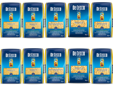 De Cecco Internationale Nudeln TESTPAKET Pasta De Cecco italienisch (10 x 500g) 5 Arten von Nudeln kleine Nudeln (Stellette - Anellini- Mezzi Tubetti Lisci - Ditali Lisci - Tubetti Lisci) 8001250120632