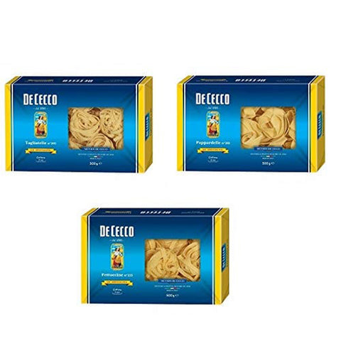 De Cecco Testpaket Pasta De Cecco Italienisch Tagliatelle-Fettuccine-Pappardelle Nudeln 3x500 g Original