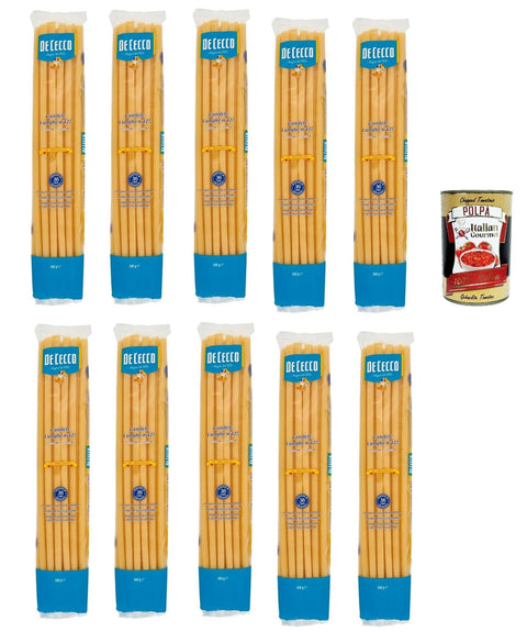 De Cecco Koch- & Backzutaten De Cecco Le Specialità Candele Lunghe N°127, 100% Italienisch Pasta Nudeln 10x 500g + Italian Gourmet Polpa 400g 8001250121271