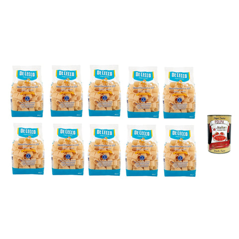 De Cecco Le Specialità Mezzi Paccheri N°225, 100% Italienisch Pasta Nudeln 10x 500g Original italienisch inkl. Italian Gourmet Polpa 400g