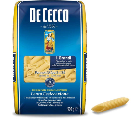 De Cecco Kurze Pasta 10x De Cecco Pasta 100% Italienisch Pennoni Rigati n° 39 kurze Pasta 500g 8001250120397