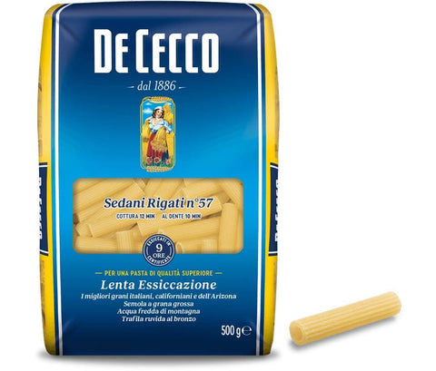 De Cecco Kurze Pasta 10x De Cecco Pasta 100% Italienisch Sedani Rigati n° 57 kurze Pasta 500g 8001250120571