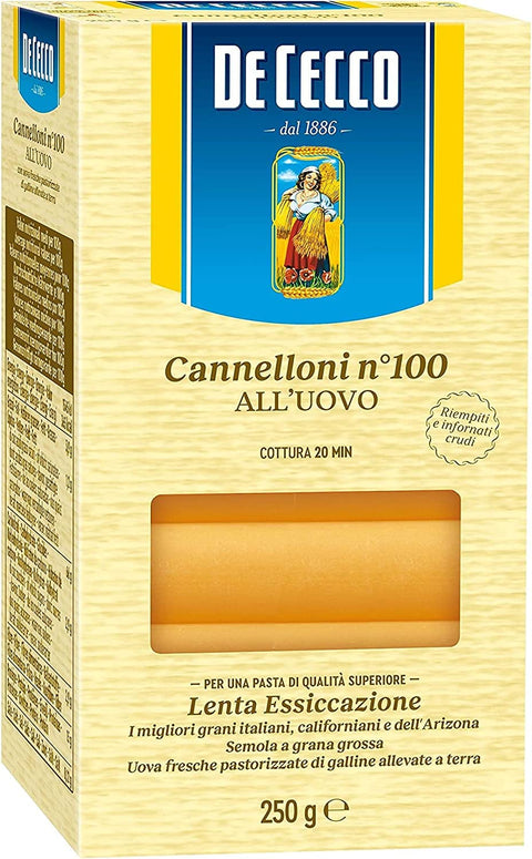 De Cecco Kurze Pasta 10x De Cecco Pasta Cannelloni n. 100 Uovo Ei Pasta 250 g 8001250201003