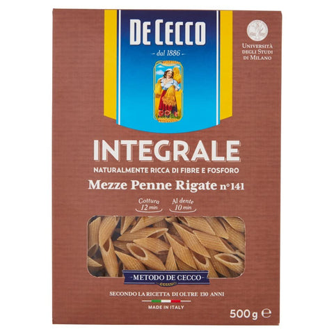 De Cecco Kurze Pasta 10x De Cecco Pasta Mezze penne rigate integrali Vollkorn italienisch Nudeln 500g 8001250005960