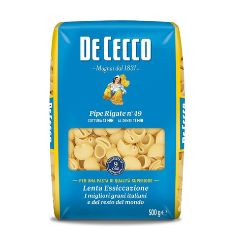 De Cecco Pipe Rigate n°49 Hartweizengrieß Pasta Italienische Nudeln Packung 10x500g Original italienisch