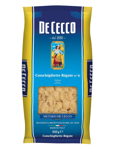 De Cecco Kurze Pasta 10x Pasta De Cecco 100% Italienisch Conchigliette Rigate n. 51 Nudeln 500g 8001250120519