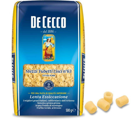 De Cecco Kurze Pasta 10x Pasta De Cecco 100% Italienisch Mezzi Tubetti Lisci n° 63 Kurze Pasta 500g