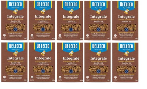 De Cecco Kurze Pasta 10x Pasta De Cecco Fusilli integrali n. 34 Vollkorn italienisch Nudeln 500 g 8001250310347