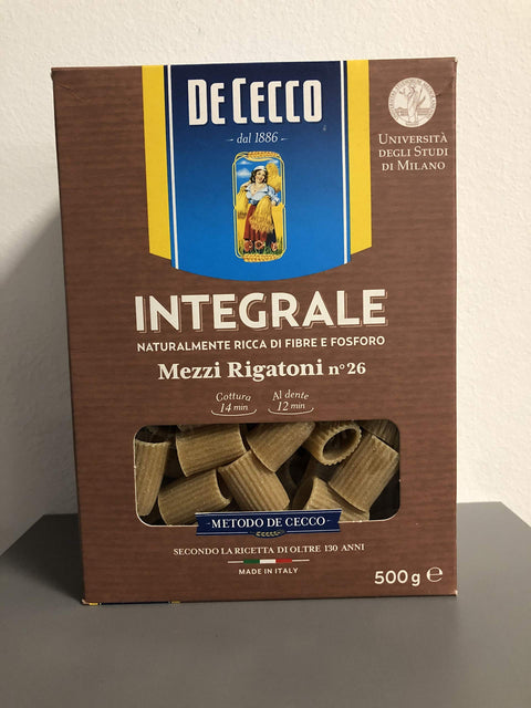 De Cecco Kurze Pasta 10x Pasta De Cecco mezzi rigatoni integrali 26 Vollkorn italienisch Nudeln 500 g 8001250006271