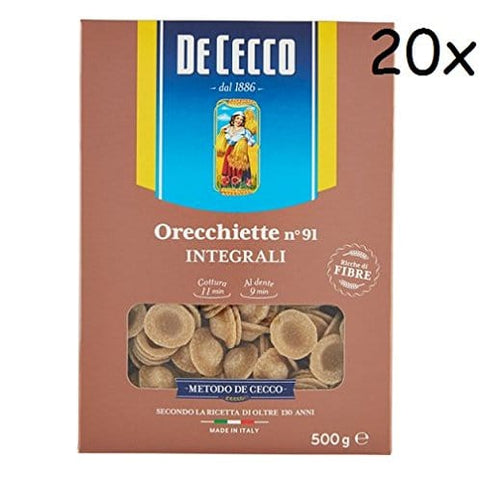 De Cecco Kurze Pasta 20x Pasta De Cecco Orecchiette integrali 91 Vollkorn italienisch Nudeln 500 g 8001250005984