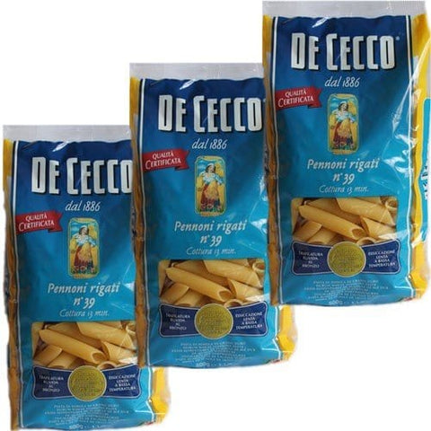 De Cecco Kurze Pasta 3x De Cecco Nudeln 'Pennoni rigati' n.39, 500 g 8001250053978