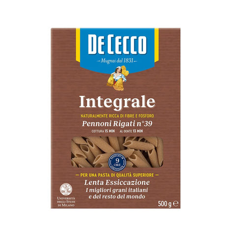 De Cecco Pennoni Rigati n°39 Integrali Vollkornnudeln Vollkorn Pasta Packung 3x500g Original italienisch