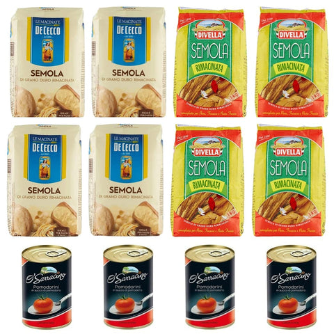 De Cecco Kurze Pasta 4x De Cecco - Hartweizengrieß - Semola di grano duro rimacinata + 4x Divella Hartweizengrieß 1kg + 4x O'Sarracino Pomodorini 400g 8001250861764