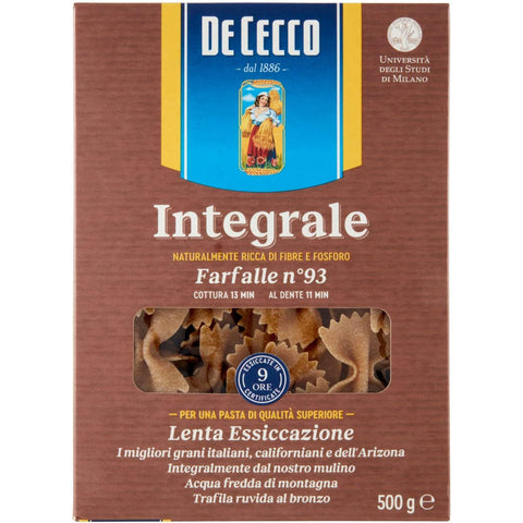 De Cecco Pasta Farfalle integrali n. 93 Vollkor Nudeln 5x500g Original italienisch
