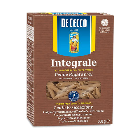 De Cecco Pasta Penne rigate integrali n. 41 Whole Wheat Grain Pasta 100% 5x500g Original italienisch