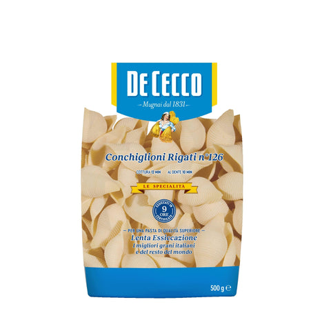 DE CECCO Kurze Pasta De Cecco Ital. Conchiglioni Rigati, 1er Pack (500 g) 8001250121264